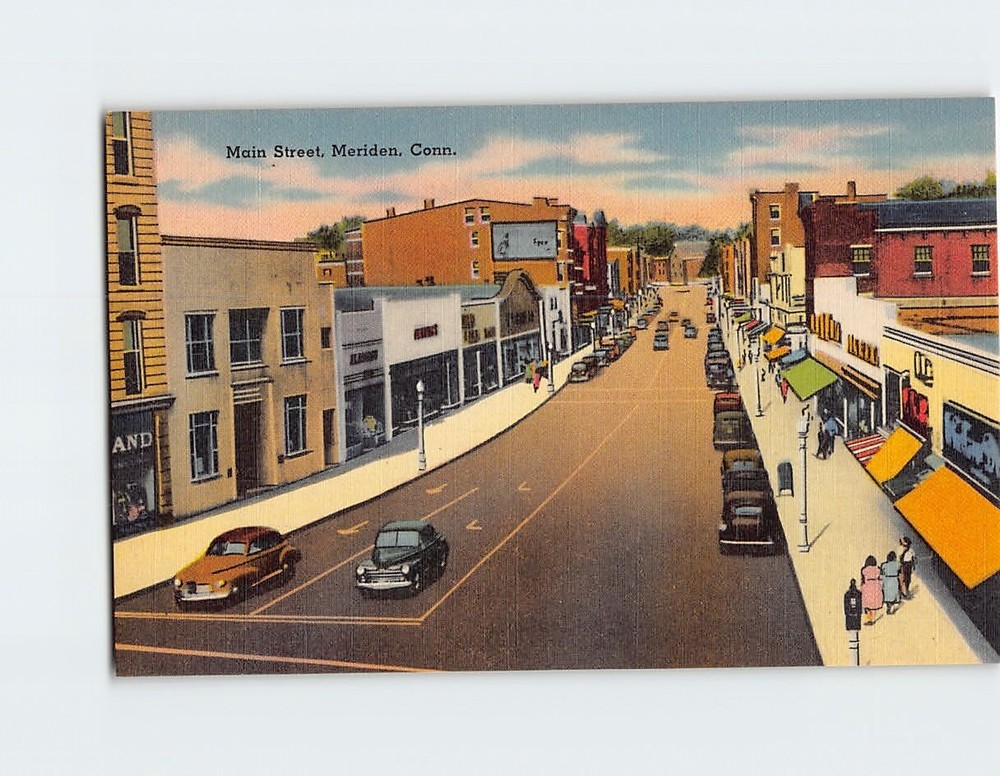 Postcard Main Street, Meriden, Connecticut