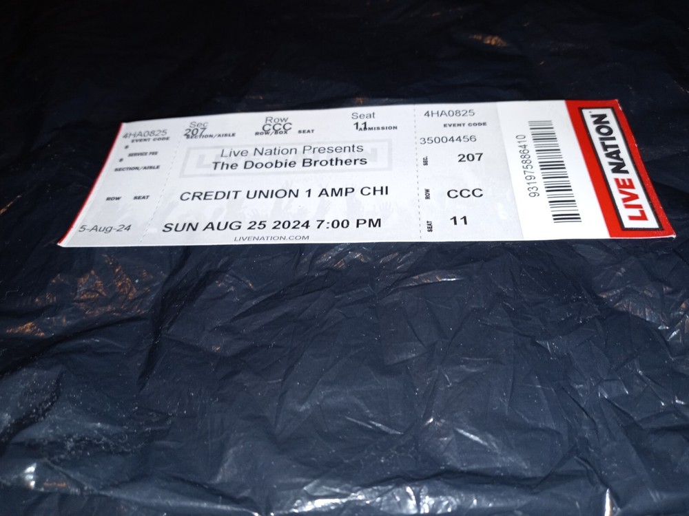 The DOOBIE BROTHERS Chicago Tinley Park IL 8/25/2024 Concert RaRe Full Ticket