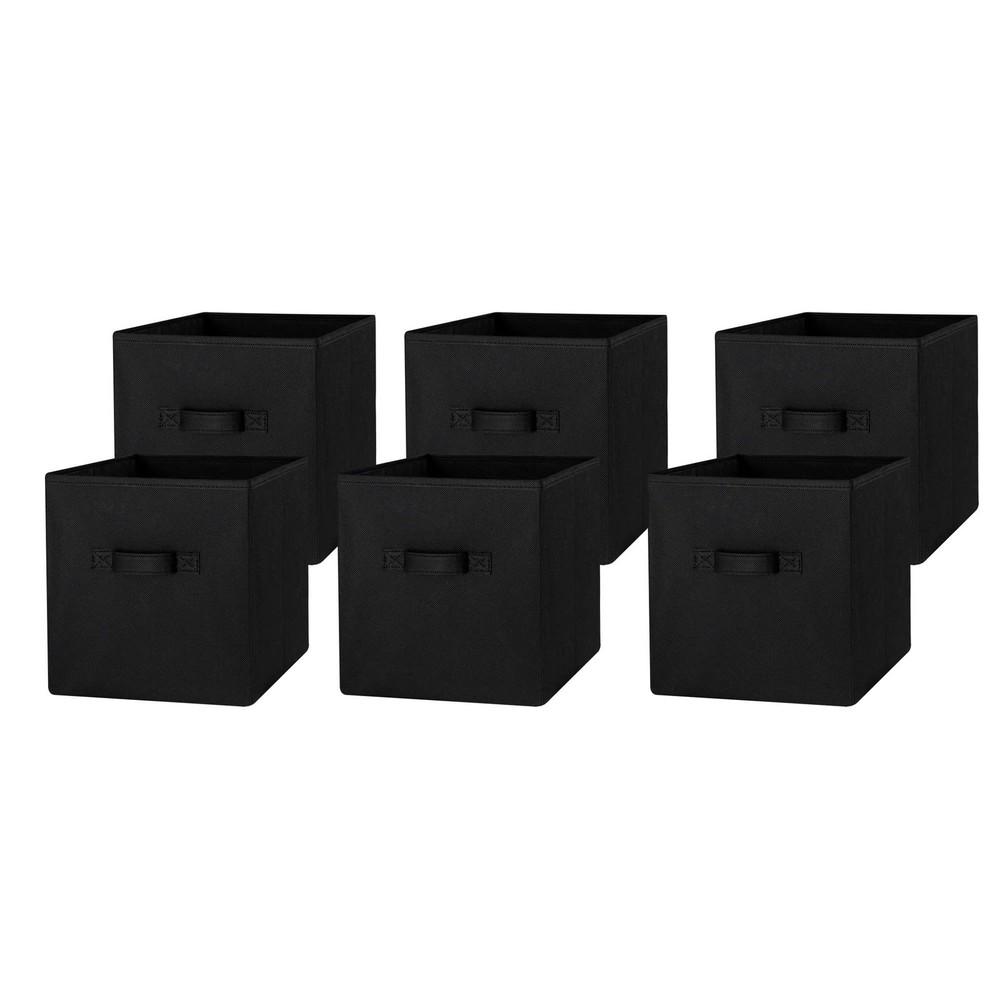 6 Pack Collapsible Fabric Storage Bins 10.5 Inch Rich Black by Mainstays
