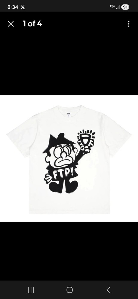 FTP x Slawn Boris Tee T-Shirt White/Black Size Large New Sealed