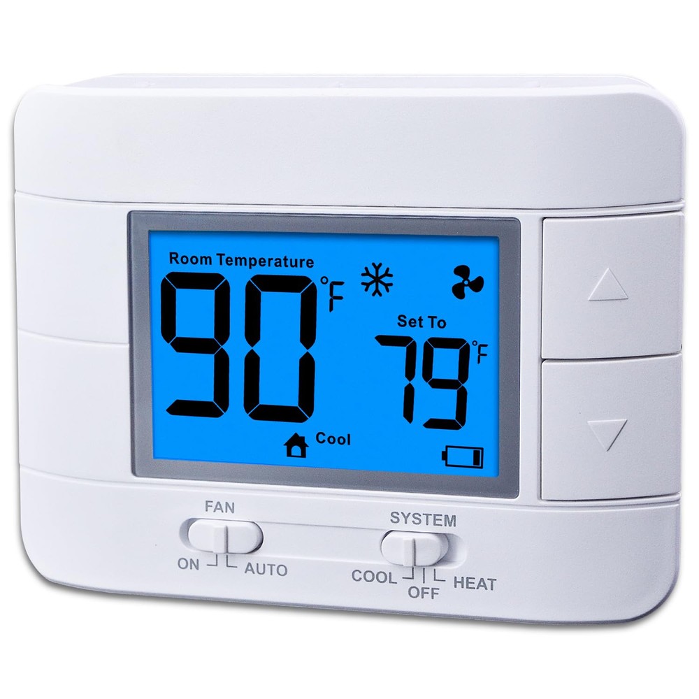 Non Programmable Thermostat for Home - Single Stage 1H/1C, with Room Temperat...