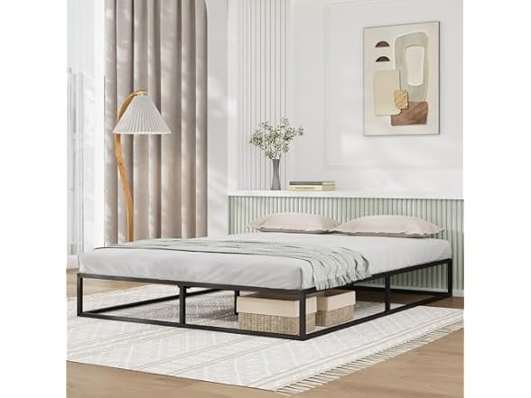 Novilla Queen Bed Frame Dark Black Without Headboard