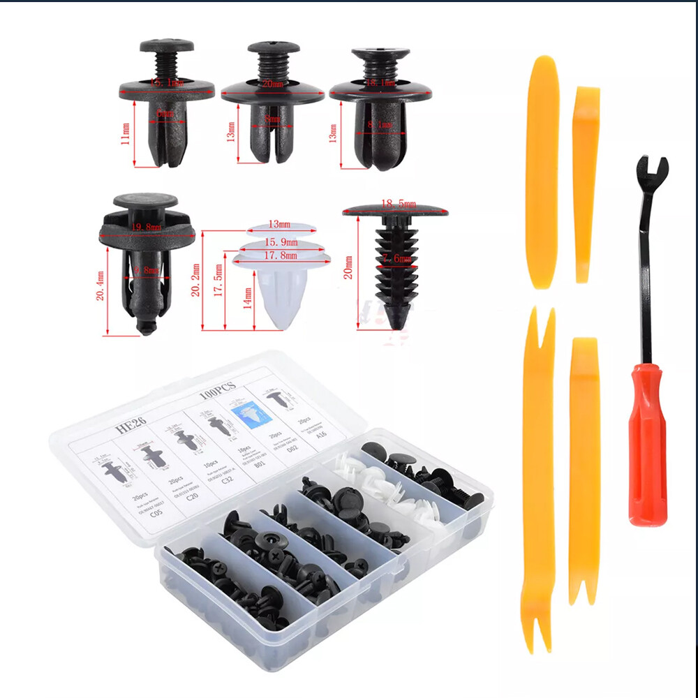 100 PCS Box Set Bumper Fender Liner Push Type Retainer Clips for Dodge Fastener