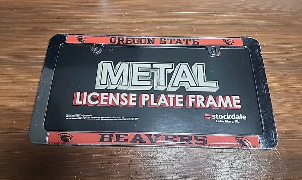Oregon State Beavers NCAA Chrome Metal License Plate Frame with Stockdale Logo  