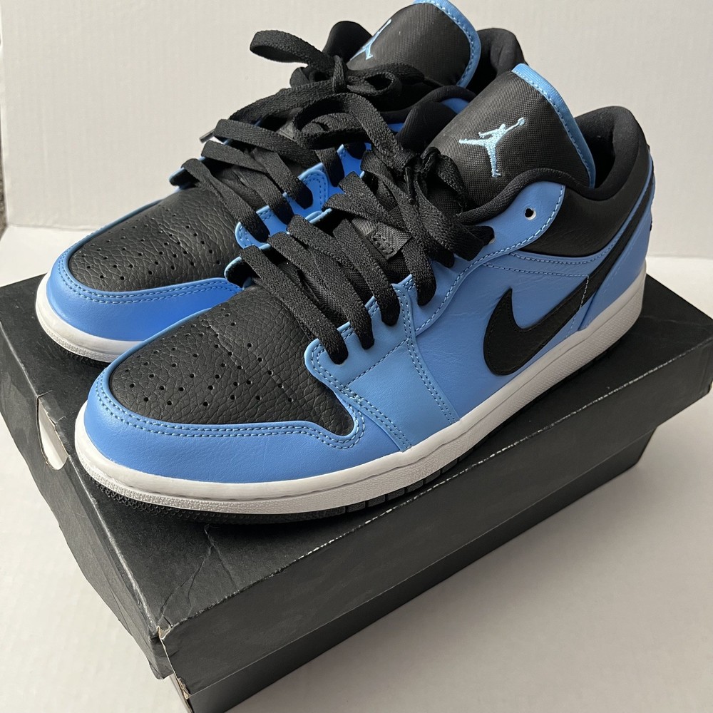 Jordan 1 Low University Blue /BLACK-WHITE Size 9.5 MENS good condition with box