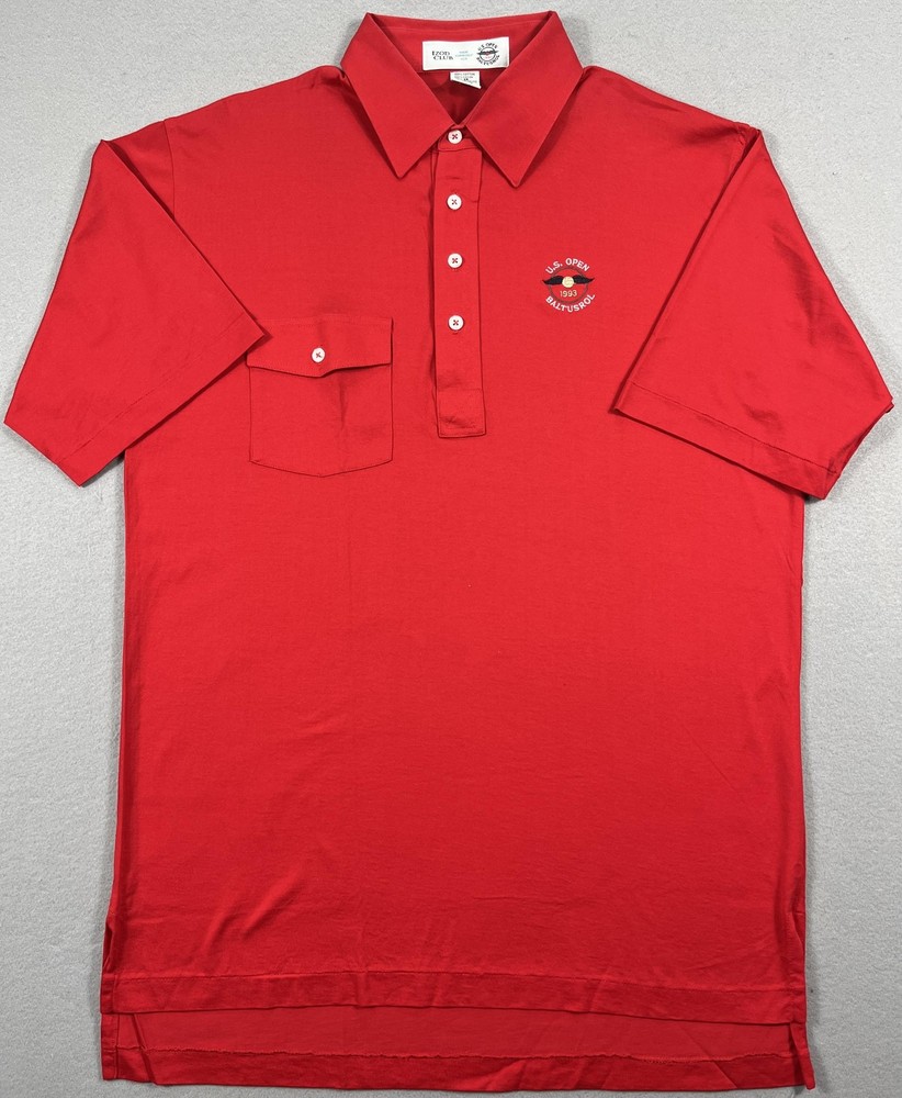 NWOT Vintage Izod Club Polo Shirt Mens Medium Red 1993 US Open Baltusrol Golf