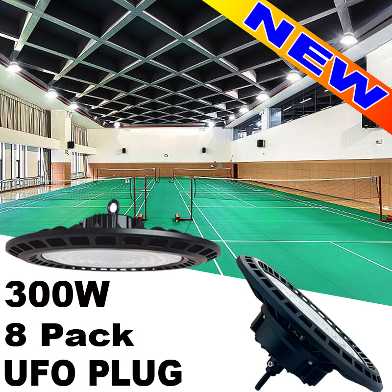 LED Bay Lights 300W Factory Warehouse Commercial Light Fixtures 8-PACK Ufo 6500K