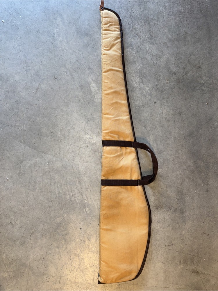 Vintage Kolpin 46” Gun Rifle Case Soft Canvas Vinyl Brown Tan Handle Zipper
