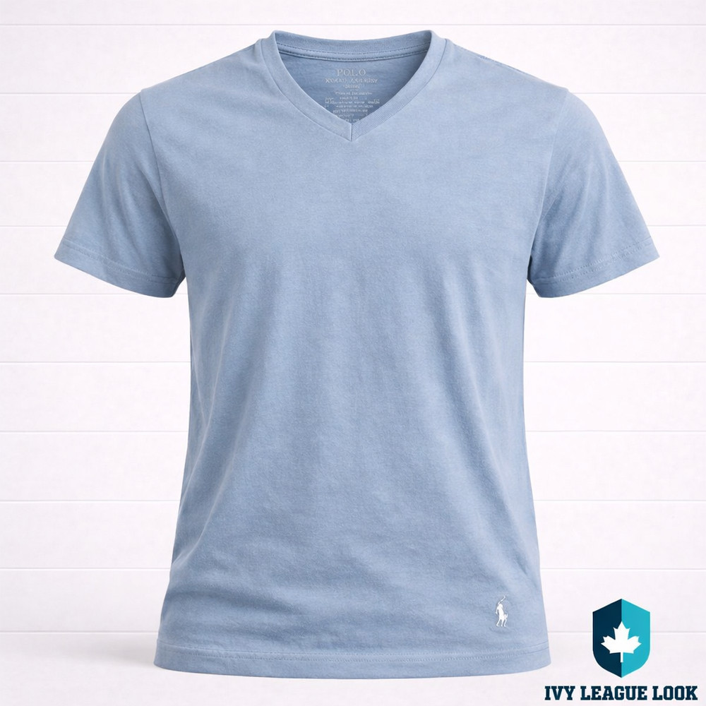 Polo Ralph Lauren Blue V Neck T Shirt Classic Fit Men’s Large Preppy