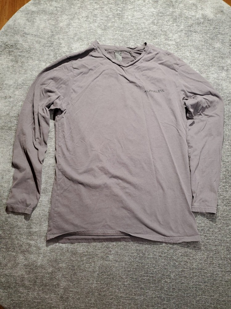 Men's Alphalete Long Sleeve Tee Grey Size XL