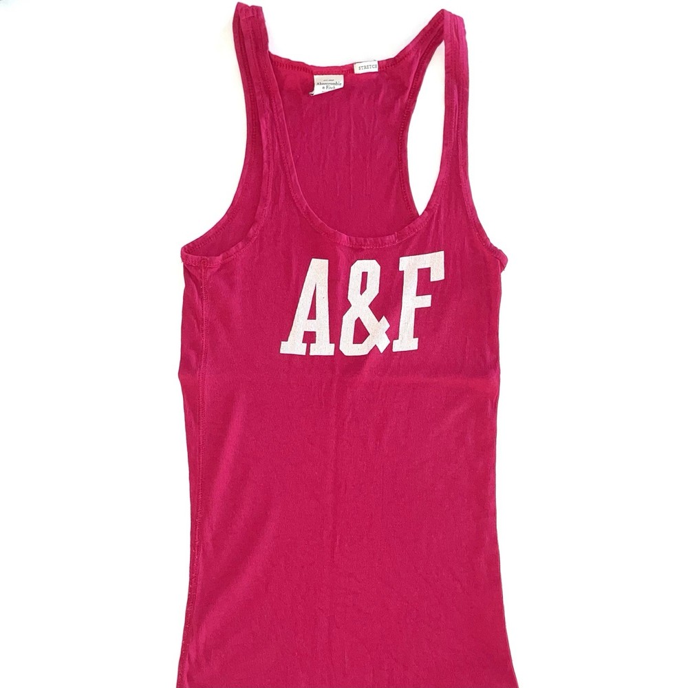 Abercrombie & Fitch Pink Cotton Racerback Tank Top Scoop Neck Logo Size L