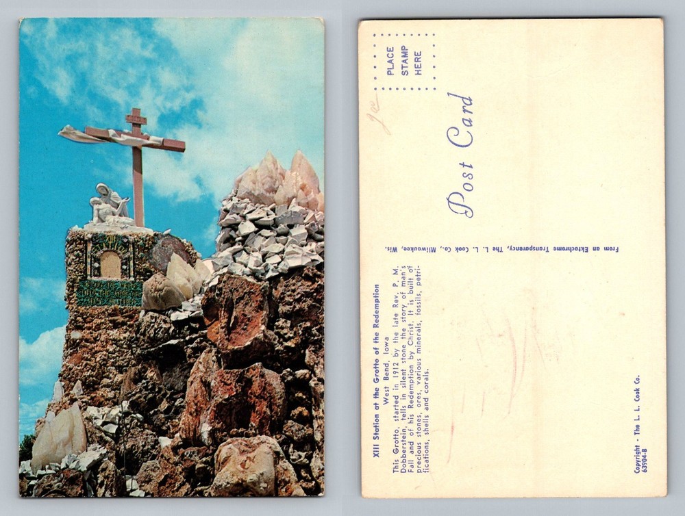 West Bend, IA-Iowa Grotto XIII Station of Redemption Rock Cross Vintage Postcard