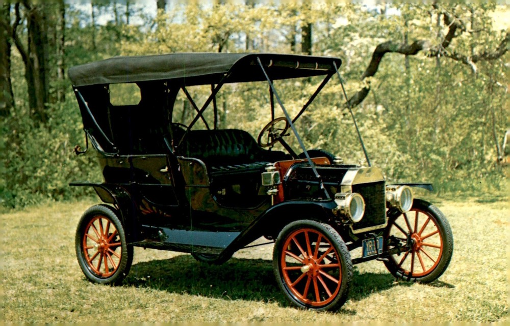 1910, Ford Model T, Touring Car, Long Island Auto Museum, vintage, Postcard