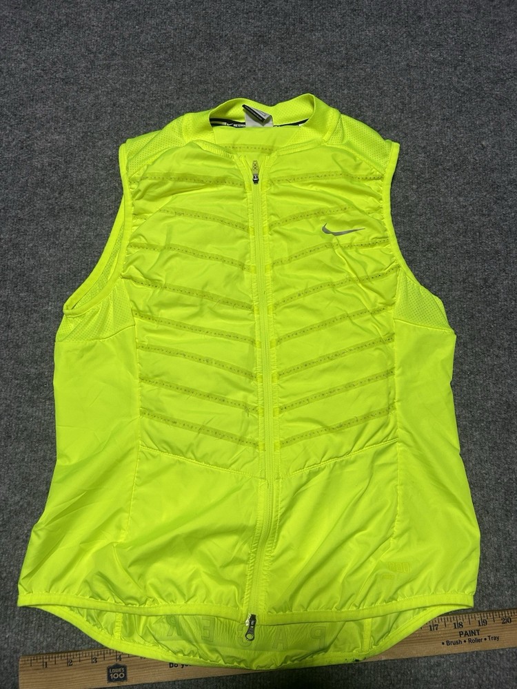 Nike AeroLoft 800 Running Gilet Vest Womens Large Volt Yellow Down