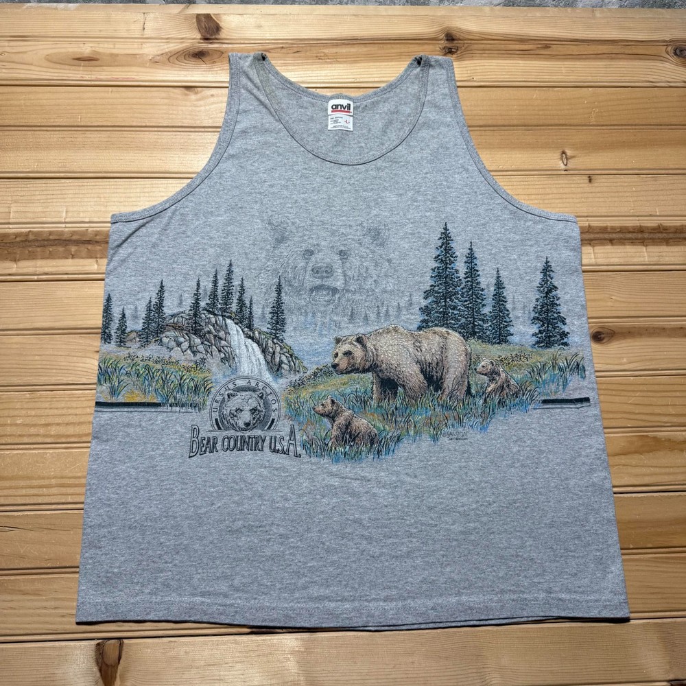 Vintage 90s Bear Country USA Ursus Arctos Wildlife Graphic Tank Top USA - Large