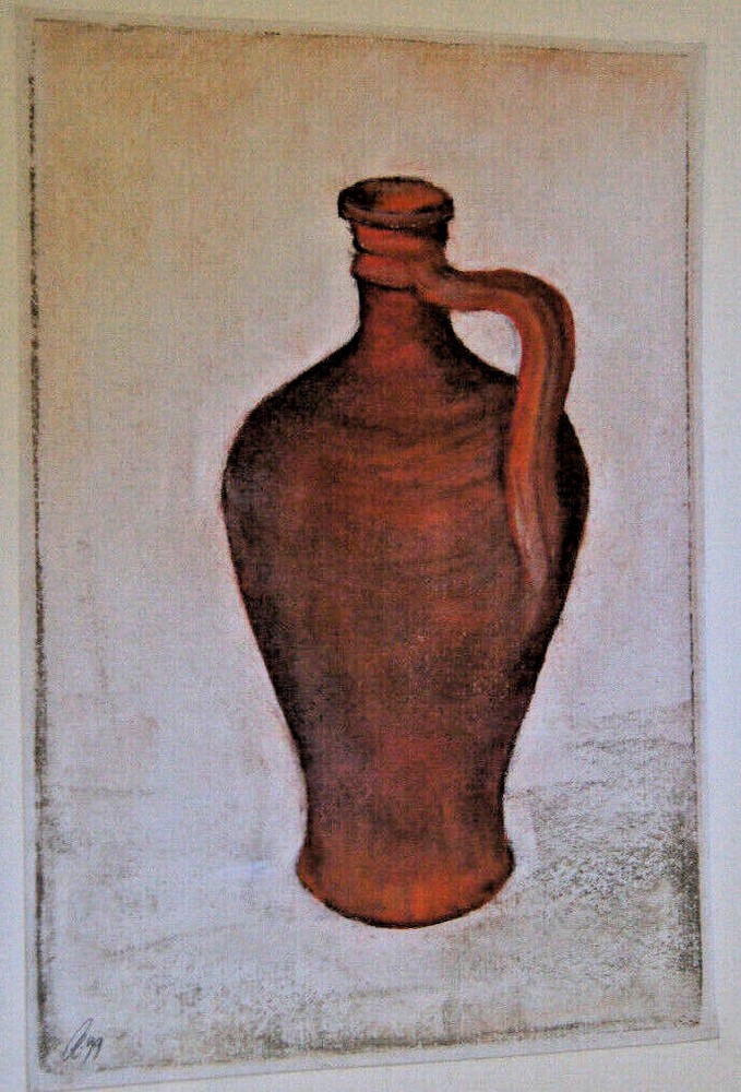Franz Ehmke *1928 -2018 Pastel Image of an Ancient Equestrian Jug Amphora