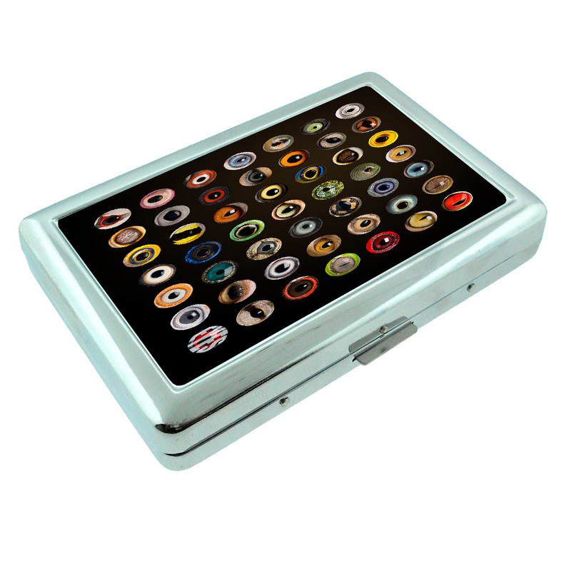 Animal Eyes Collage Em3 Silver Metal Cigarette Case RFID Protection Wallet