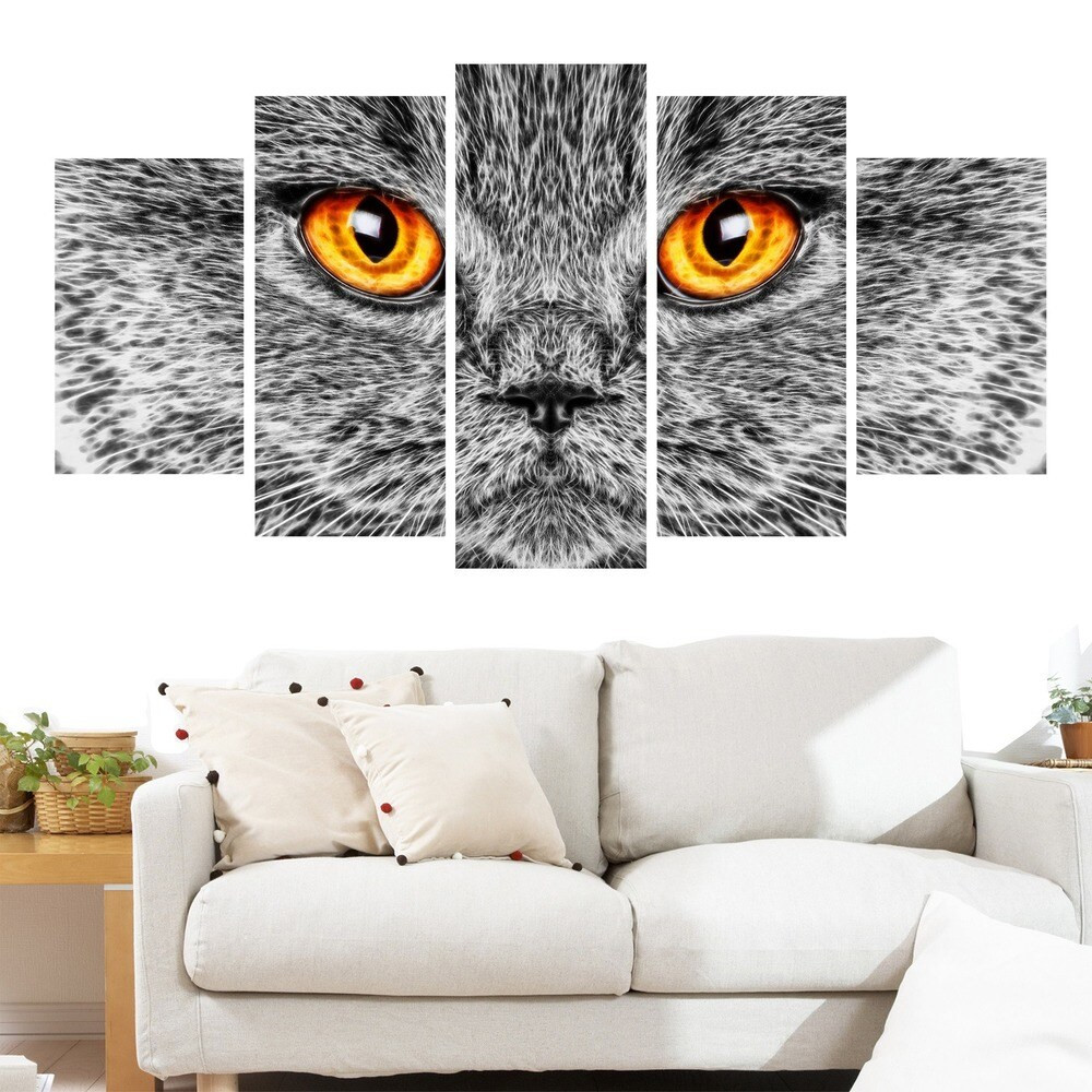 Grey Cat Animal Art Canvas (Multiple Sizes)  Oversized