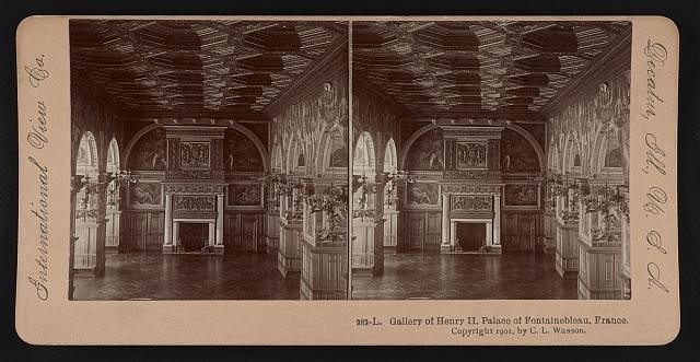 Fontainebleau France Gallery of Henry II Palace 1901 Interior Stereo View