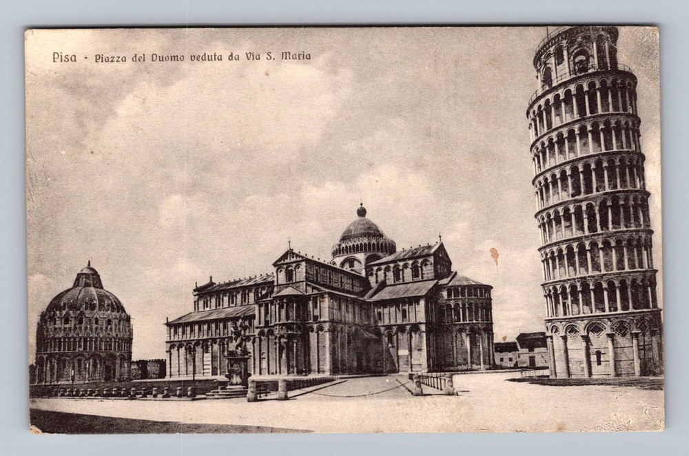 Italy- Pisa Leaning Tower Cathedral Square Postal Old Card PC Vintage Postcard