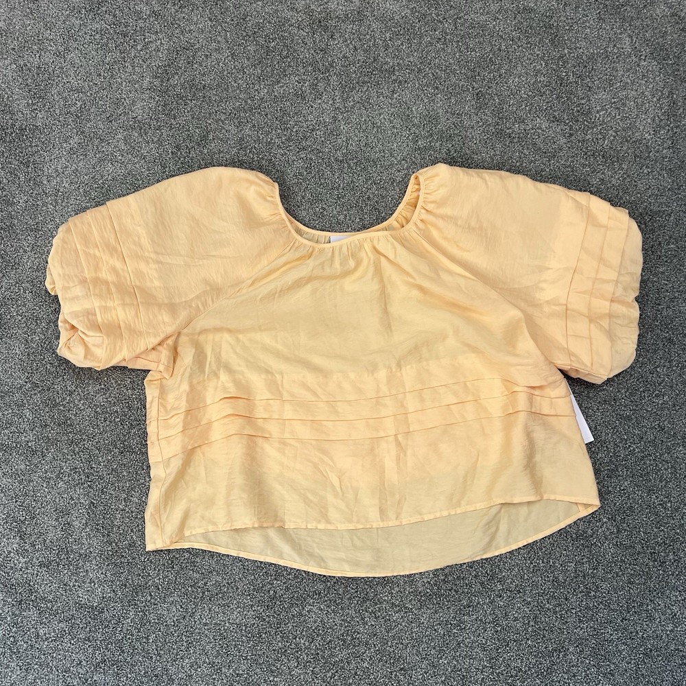 Liz Claiborne Blouse Yellow Short Sleeve Pleated Top Womens XXL NWT