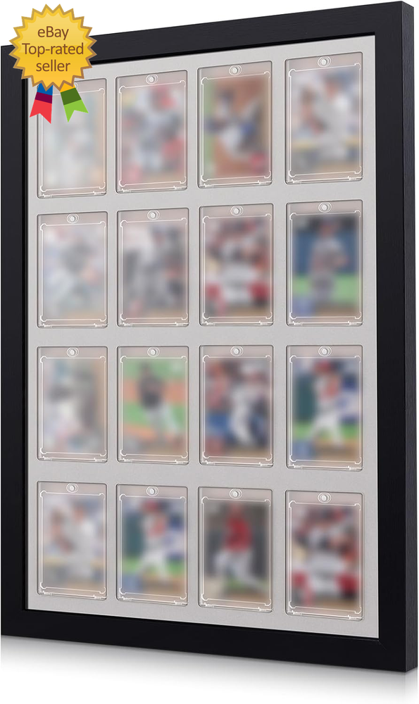 16-Grid Trading Card Display Frame Wall Mount for Sports Collectibles  