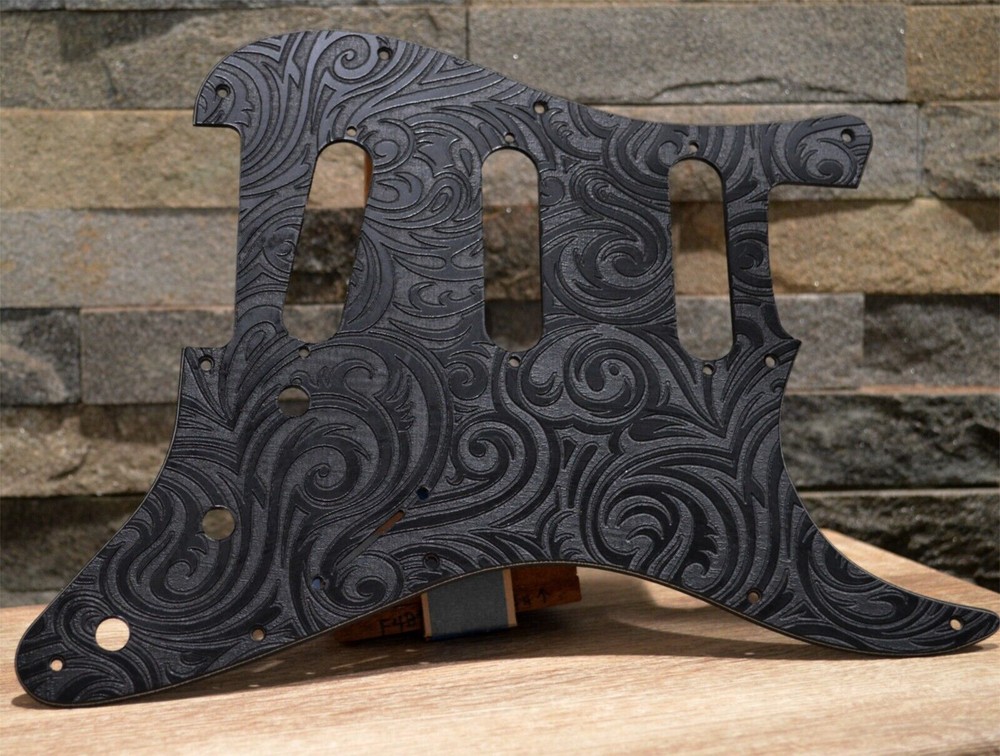 Custom Black Spiral Textured Pickguard  Fender Stratocaster -USA - SSS, HSS, HxH