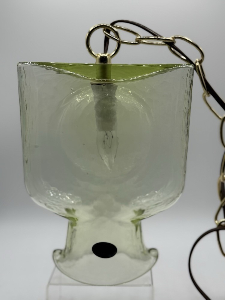 Blenko Hanging Light WORMWOOD 384 Water Bottle, Double Spout - Absinthe Wash-image