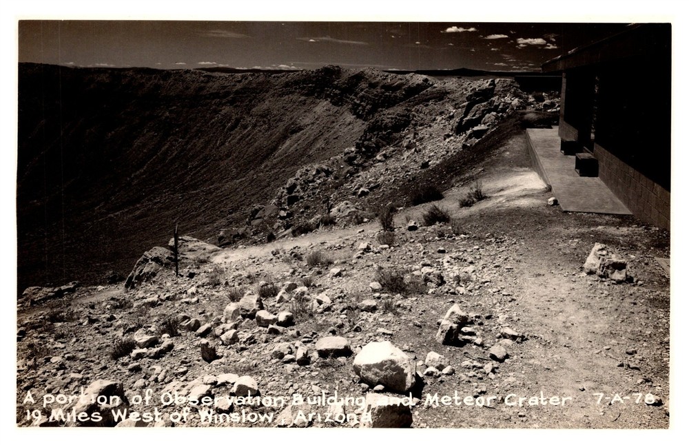 RPPC Meteor Crater From Observation Building Winslow AZ C1950s Postcard AG4