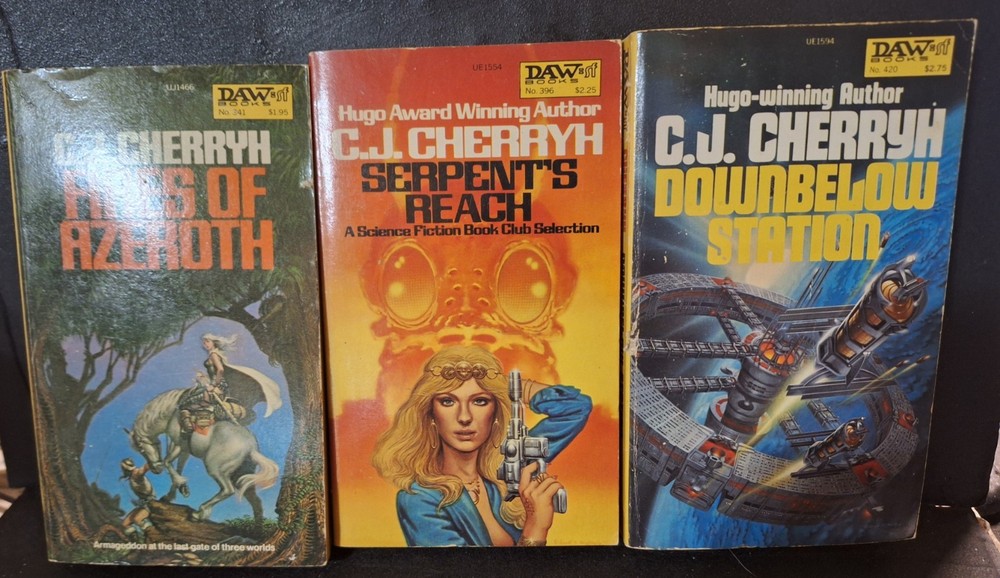 Vintage Daw Sci Fi  Lot Of 3 Yellow Spine Paperbacks, C.J. Cherryh, SEE PICS