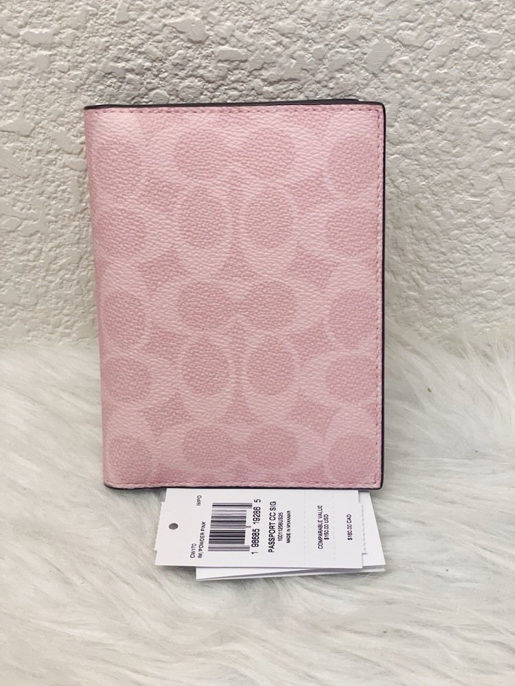 Coach Signature Passport Card Case Powder Pink CW170 NWT