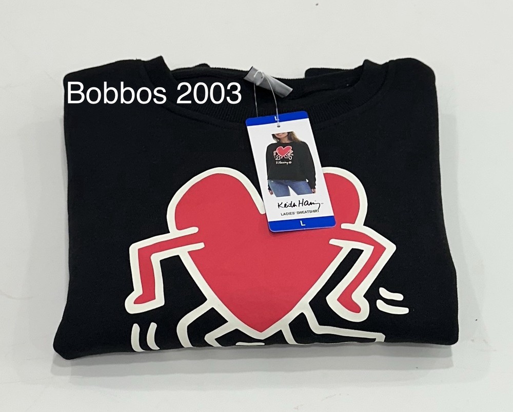 Keith Haring Women's Graphic Crewneck Sweatshirt, Black, Size L