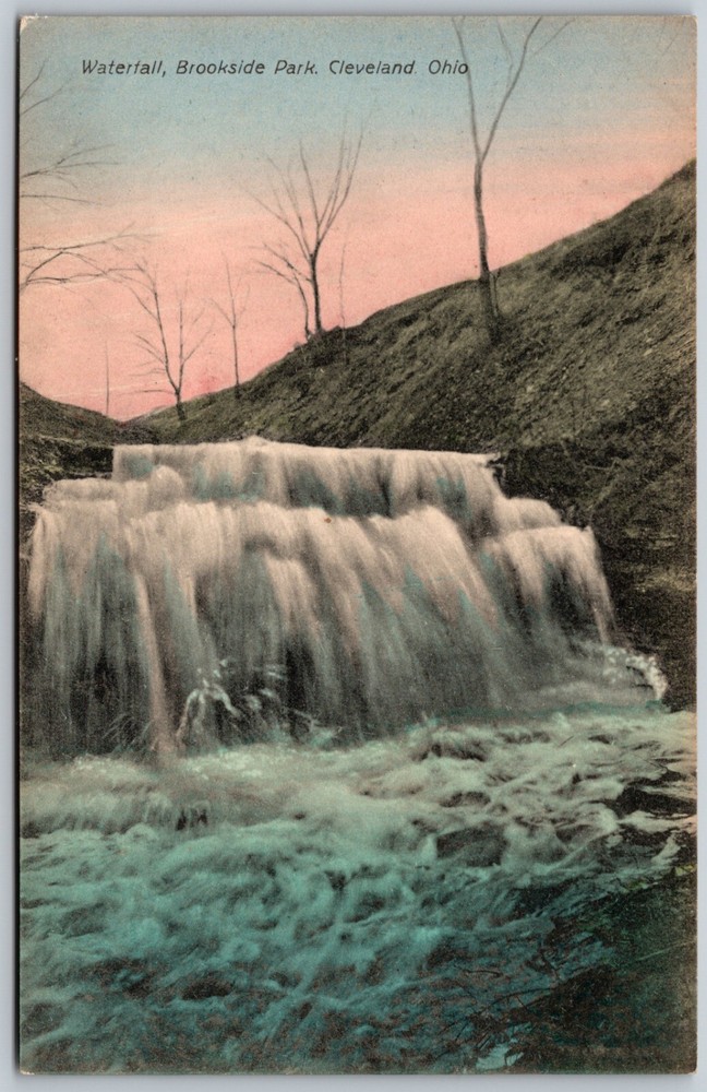 Waterfall Brookside Park Cleveland Ohio VINTAGE Postcard