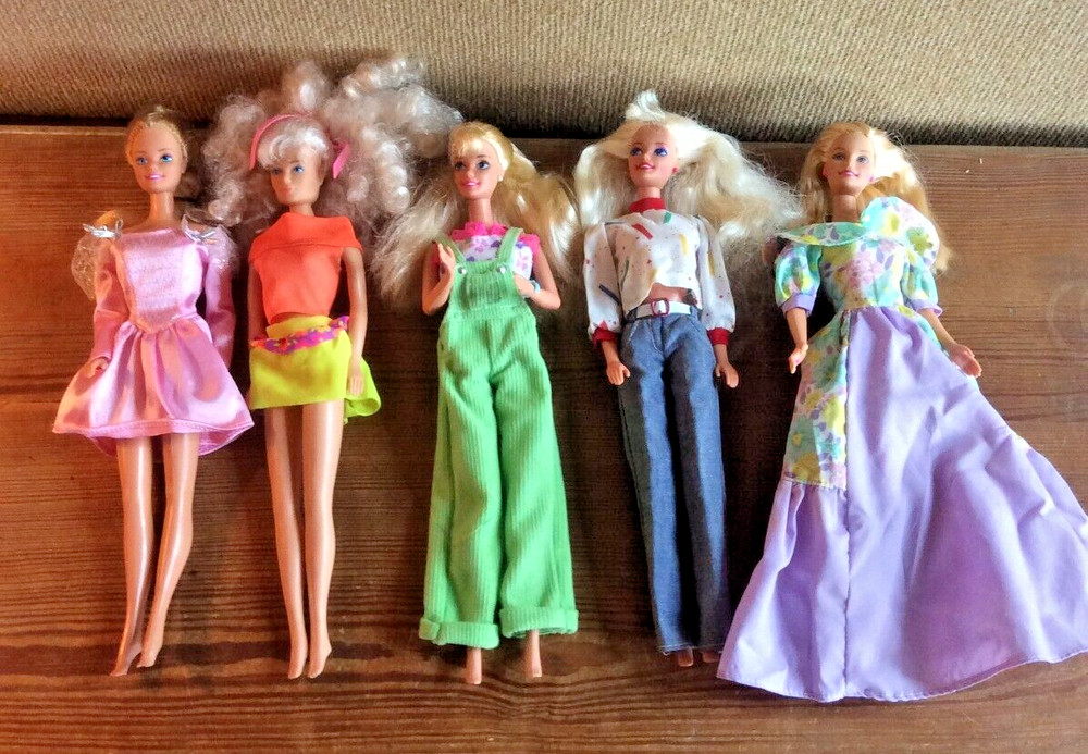 Vintage Barbie Dolls Lot of 5 - Mixed Outfits and Hairstyles - Collectible Used