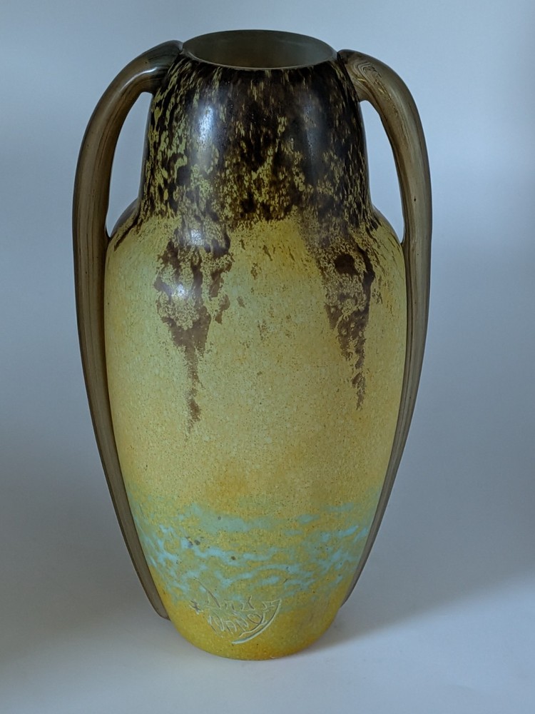 Signed DAUM NANCY French Art Glass w/ Handles Deco Galle Era No Reserve