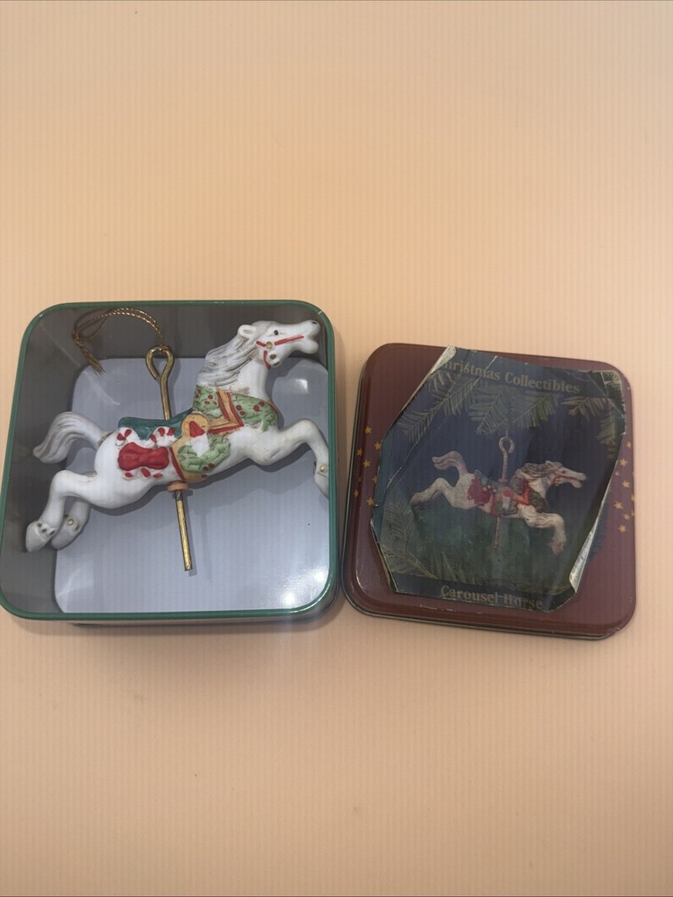 Vintage 1987 Willits Porcelain Carousel Horse Christmas Ornament #5304 in Box