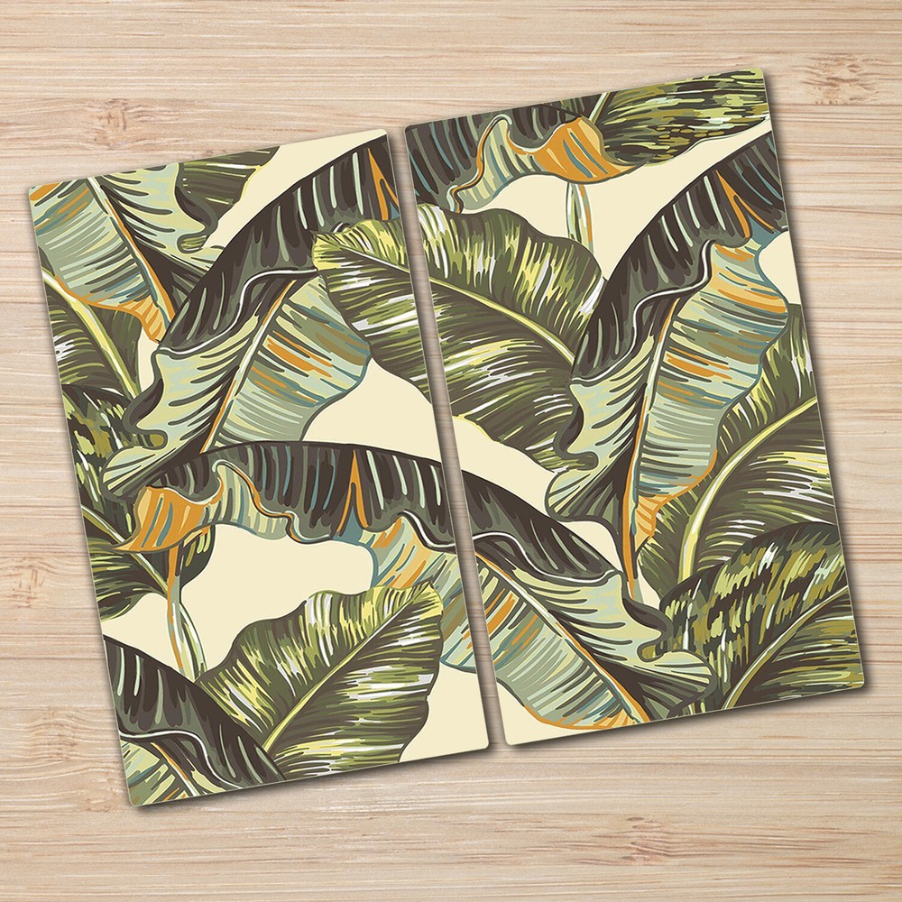 Glass Worktop Kitchen Chopping Board Tropical Palm Leaves Banana Leaf 2x30x52