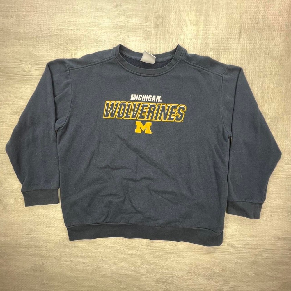Vintage Y2K Michigan Wolverines Sweatshirt Size: XL Blue Yellow NCAA College
