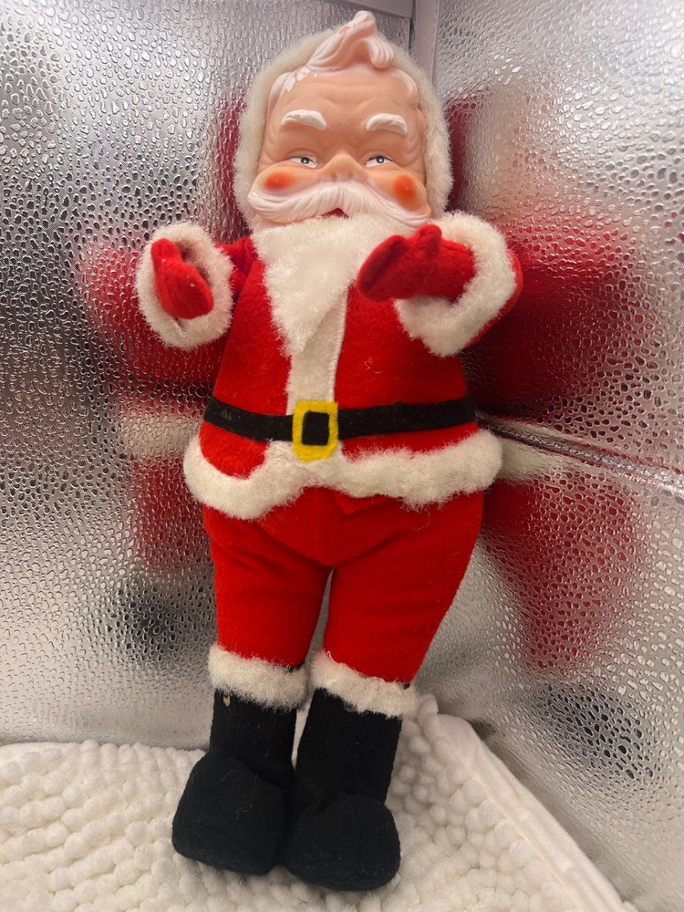 Vintage 13” (Rushton) ? No tag - Santa Claus Doll Plush Rubber Face