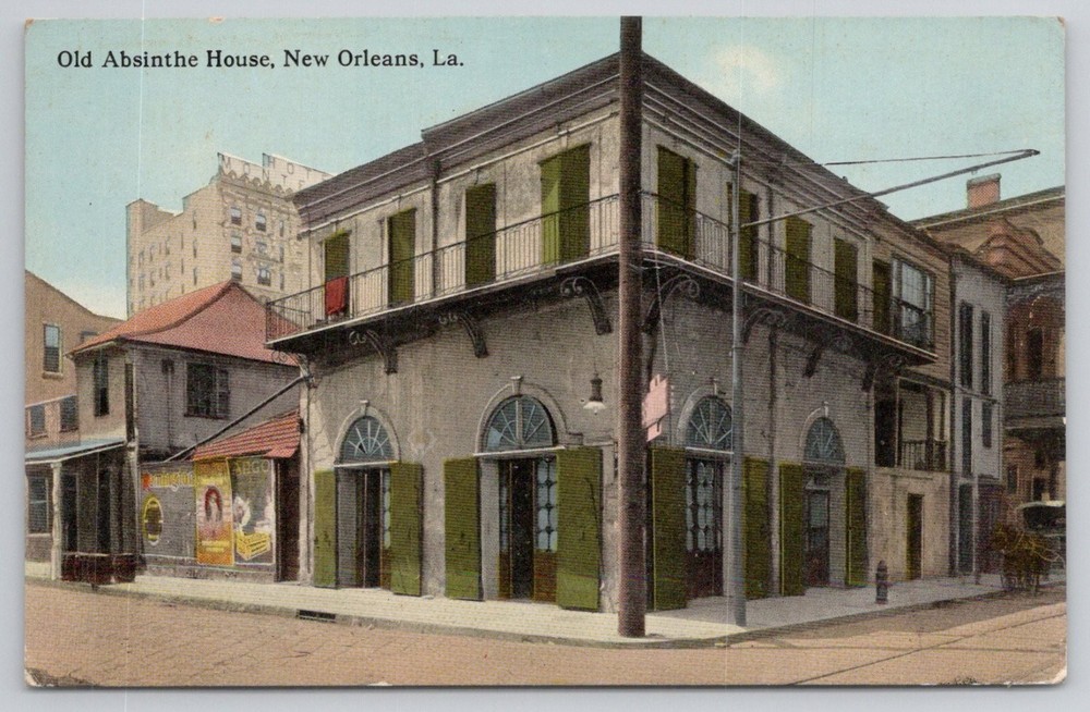 Old Absinthe House New Orleans Louisiana French Quarter Vintage Postcard-image