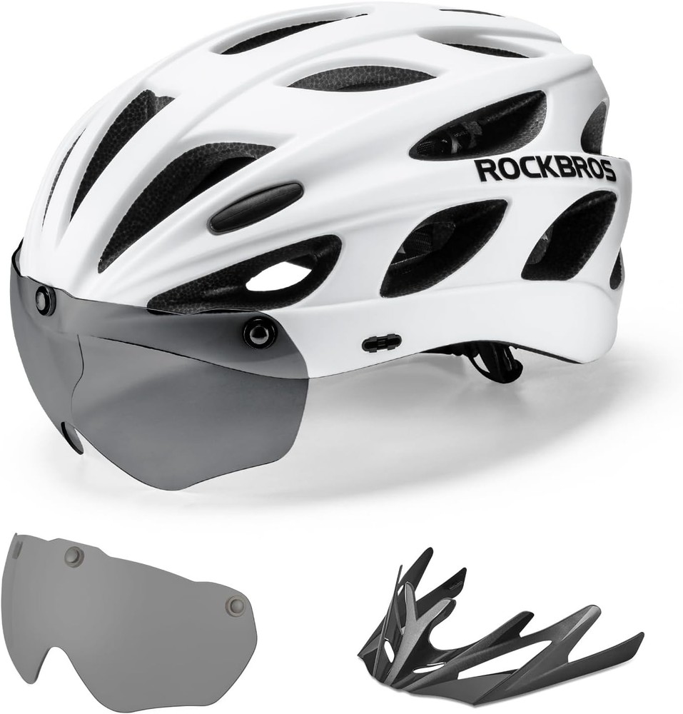 ROCKBROS Bike Helmet for Adult Fit 58-65cm,Detachable Magnetic Goggles&Sun Visor