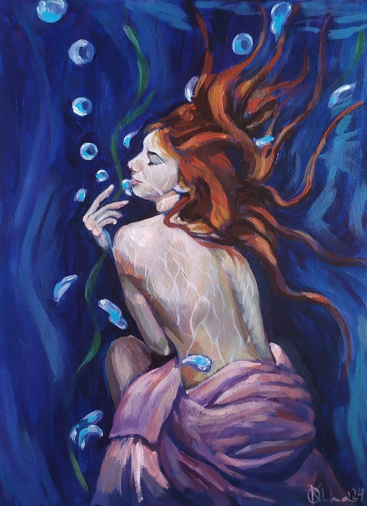 Acrylic original painting on panel with abstract woman portrait figure art-image