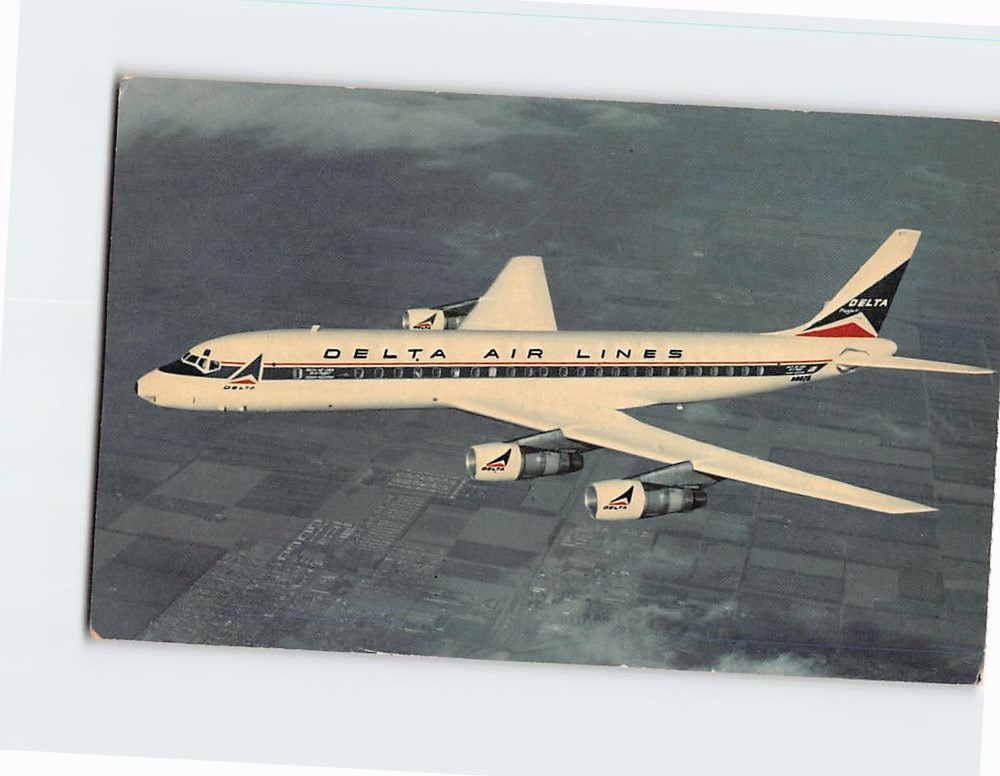 Postcard Delta Airlines Douglas DC-8 Fanjet