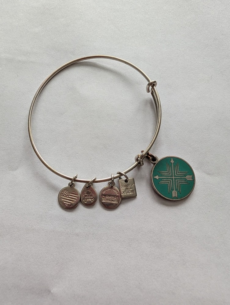 ALEX AND ANI Arrows of Friendship Women's Charm Bangle Bracelet SILVER