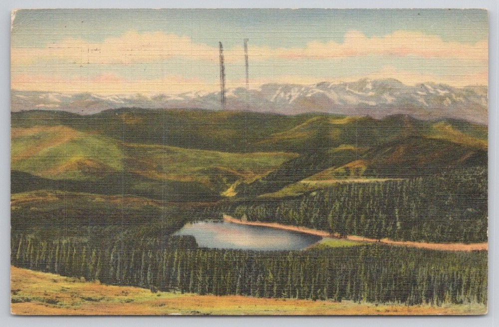 Echo Lake Mt. Evans Road Colorado Linen Postcard 1950s Scenic View