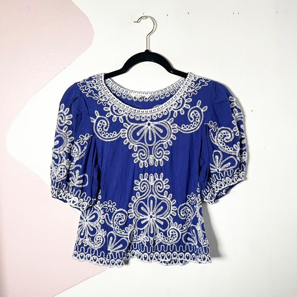 Anthropologie Solitaire Crochet Top Floral Boho Cottagecore Romantic Small