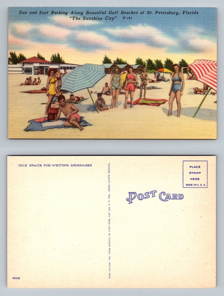 St Petersburg, FL-Florida, Gulf Beaches Bathing Beauties Vintage Postcard