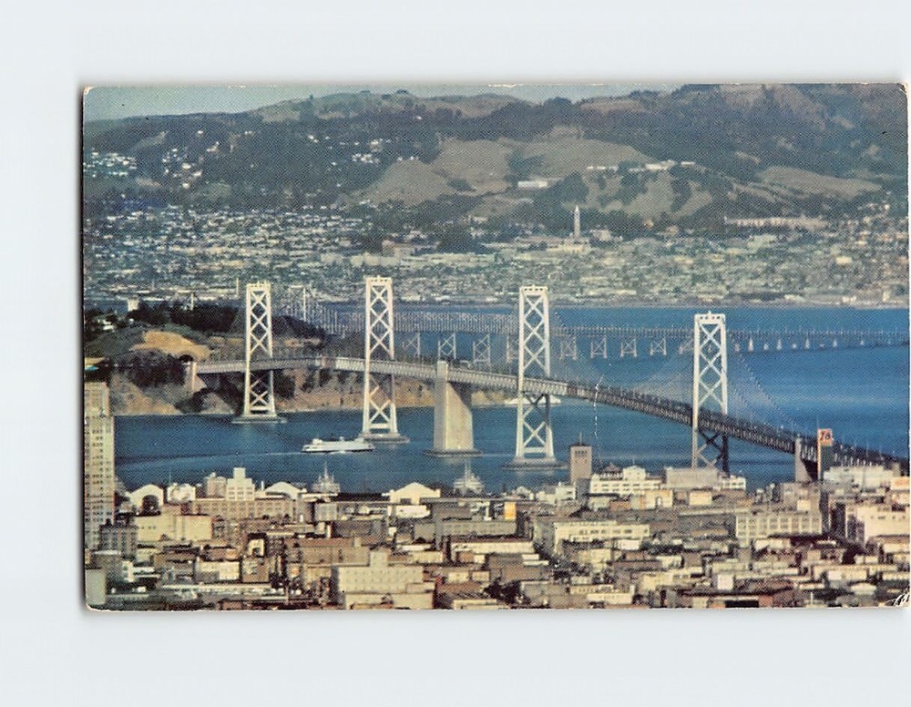 Postcard Aerial View San Francisco-Oakland Bay Bridge California USA