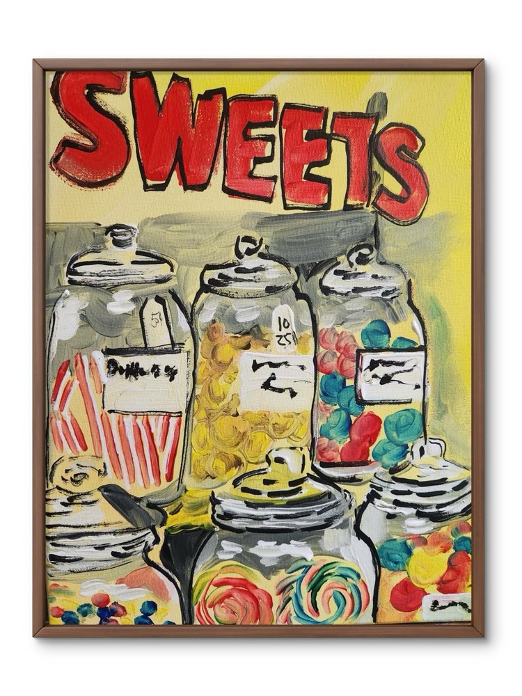 Abstract Candy Store Expressionist Original Wall Art 14X11 Canvas Acrylic