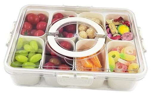 8-Compartment Snack Box Container with Lid – Divided Serving Tray  